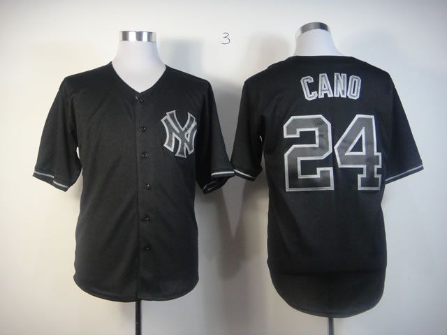 Men New York Yankees 24 Cano Black MLB Jerseys